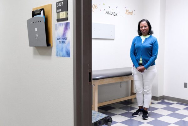 Dr. Ana Montanez stands in a medical exam room in Lubbock, Texas, as she works to combat misinformation and promote measles vaccinations during a growing outbreak.